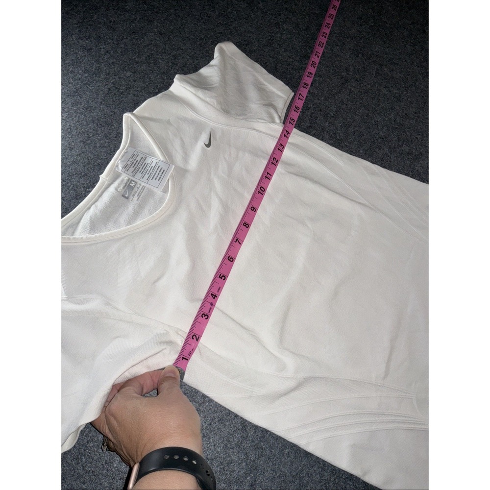 Nike FIT DRY Womens White Short Sleeve Training Top Reflective M 257730-101 - Picture 8 of 12